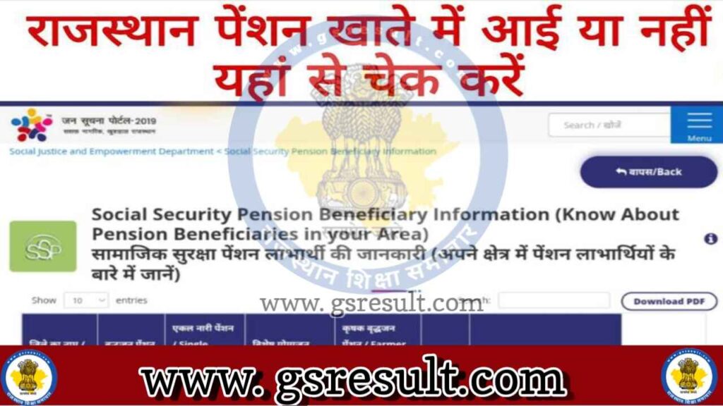 Rajasthan Social Security Pension Scheme Payment Status